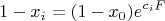 $$\[1 - x_i  = (1 - x_0 )e^{c_i F} \]$$