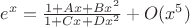 $e^x=\frac{1+Ax+Bx^2}{1+Cx+Dx^2} + O(x^5)$