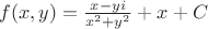 $f(x, y)=\frac{x-yi}{x^2+y^2}+x+C$
