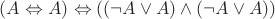 $(A\Leftrightarrow A)\Leftrightarrow((\neg A\lor A)\land(\neg A\lor A))$