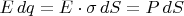 $E\,dq=E\cdot\sigma\,dS=P\,dS$