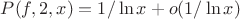 $P(f,2,x) =1/\ln x+o(1/\ln x)$