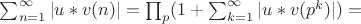 $\sum_{n=1}^{\infty} |u*v(n)|=\prod_p (1+\sum_{k=1}^{\infty} |u*v(p^k)|)=$