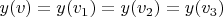 $y(v)=y(v_1)=y(v_2)=y(v_3)$