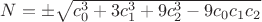 $N=\pm\sqrt{c_0^3+3c_1^3+9c_2^3-9c_0c_1c_2}$