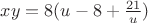 $xy=8(u-8+\frac{21}{u})$