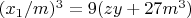 $(x_1/m)^3=9(zy+27m^3)$