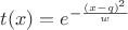 $t(x) = e^{-\frac{(x-q)^2}{w}}$