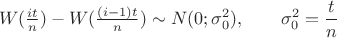 $$
W(\tfrac{it}{n})-W(\tfrac{(i-1)t}{n})\sim N(0; \sigma_0^2), \qquad \sigma_0^2=\frac{t}{n}
$$