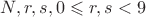 $N,r,s, 0\leqslant r,s < 9$