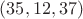 $(35,12,37)$
