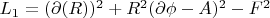 $L_1=(\partial( R))^2+R^2(\partial \phi-A)^2 - F^2 $