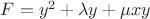 $F = y^2 + \lambda y + \mu x y$