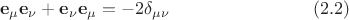 $$
{\bf e}_\mu{\bf e}_\nu+{\bf e}_\nu{\bf e}_\mu=-2\delta_{\mu\nu}\qquad\qquad\qquad\qquad(2.2)
$$