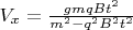 $V_x=\frac{gmqBt^2}{m^2-q^2B^2t^2}$