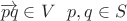 $\overrightarrow {pq} \in V \,\,\,\, p, q \in S$