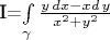 I=$\int\limits_\gamma \frac{y \, dx - x d \, y}{x^2+y^2}$