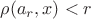 $\rho (a_r, x) < r $