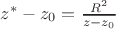 $z^*-z_0=\frac{R^2}{\overline{z-z_0}}$