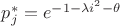 $p\limits_{j}^* = e^ {-1-\lambda i^2-\theta}$ $p\limits_{j}^* = e^ {-1-\lambda i^2-\theta}$