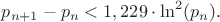 $p_{n+1}-p_n<1,229 \cdot \ln^2(p_n).$