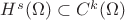 $H^s(\Omega) \subset C^k(\Omega)$