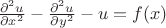 $\frac{\partial^2 u}{\partial x^2}-\frac{\partial^2 u}{\partial y^2}-u=f(x)$
