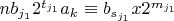 $n b_{j_1} 2^{t_{j_1}} a_k \equiv b_{s_{j_1}} x 2^{m_{j_1}}$