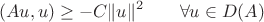 $$(Au,u)\ge -C\|u\|^2\qquad \forall u\in D(A) $$ $$(Au,u)\ge -C\|u\|^2\qquad \forall u\in D(A) $$