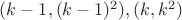 $(k-1,(k-1)^2),(k, k^2)$