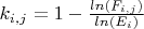 $k_{i,j}=1-\frac {ln(F_{i,j})} {ln(E_i)}$