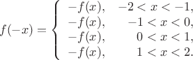 $$f(-x) =  \left\{ \begin{array}{rr}  
-f(x), &  -2 <x < -1, \\  
-f(x), &  -1<x < 0, \\ 
-f(x), &  0 < x < 1, \\
-f(x), &  1 < x < 2.  \end{array}$$