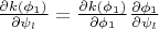 $ \frac{\partial k(\phi_1)}{\partial \psi_l}=\frac{\partial k(\phi_1)}{\partial \phi_1}\frac{\partial \phi_1}{\partial \psi_l}$