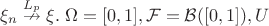 $\xi_n \overset{L_p}{\nrightarrow} \xi .\; \Omega  = [0, 1], \mathcal{F} = \mathcal{B}([0, 1]), U$