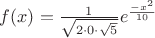 $f(x)=\frac{1}{\sqrt{2\cdot0\cdot\sqrt{5}}}e^{\frac{-x^2}{10}}$