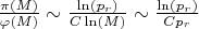 $\frac{\pi(M)}{\varphi(M)}\sim\frac{\ln(p_r)}{C\ln(M)}\sim \frac{\ln(p_r)}{C p_r}$