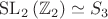 $\mathrm{SL}_2\,(\mathbb Z_2)\simeq S_3$