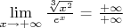 $\lim\limits_{x\to + \infty}\frac{\sqrt[3]{x^2}}{e^x}$ = $\frac{+ \infty}{+ \infty}$