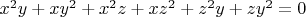 $x^2y+xy^2+x^2z+xz^2+z^2y+zy^2=0$
