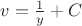 $v=\frac{1}{y}+C$