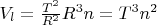 $  V_l= \frac {T^2}{R^2}  R ^3 n =  T^3 n^2 $