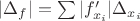 $|\Delta_f| = \sum |f_{x_i}&rsquo; |\Delta_{x_i}$