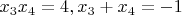 $x_3x_4=4,x_3+x_4=-1$