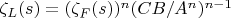 $\zeta_L (s)=(\zeta_F (s))^n  (C B/A^n)^{n-1}$