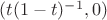 $(t(1-t)^{-1},0)$