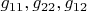 $g_{11}, g_{22}, g_{12}$