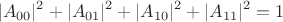 $$|A_{00}|^2+|A_{01}|^2+|A_{10}|^2+|A_{11}|^2=1$$