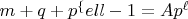 $m+q+p^\{ell-1}=Ap^\ell$