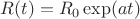 $R(t)=R_0 \exp(at)$