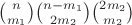 $\binom n{m_1} \binom{n-m_1}{2m_2} \binom{2m_2}{m_2}$